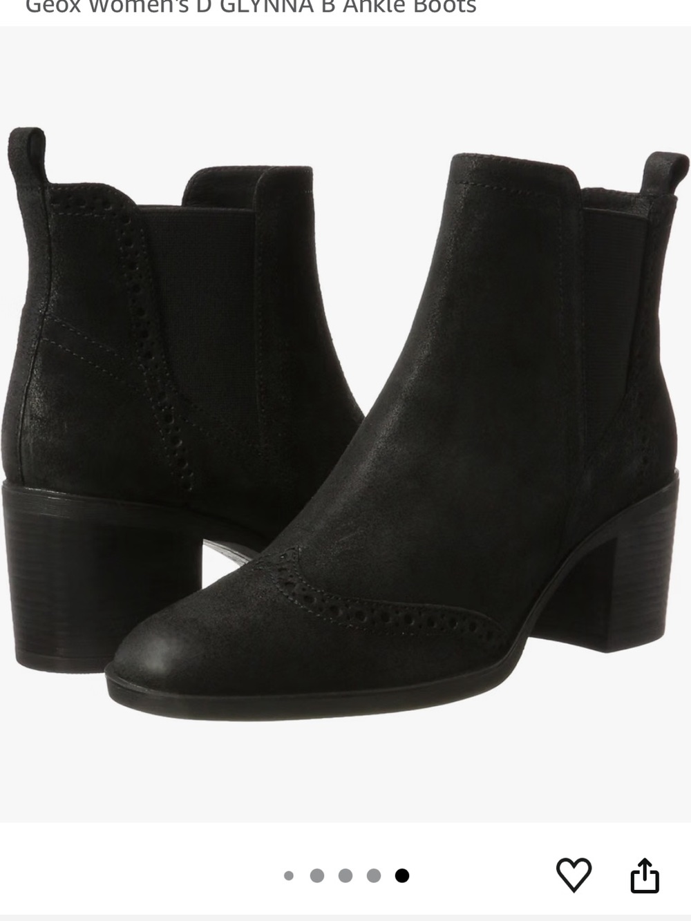 Geox Black Suede Chelsea Ankle Booties with Block Heel size 8.5 like new